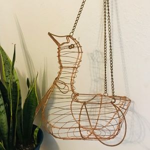 Vintage copper metal fruit egg basket